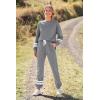 imagePRETTYGARDEN Womens Tie Dye Two Piece Pajamas Set Casual Long Sleeve Sweatshirt with Long Pants LoungewearStriped Grey