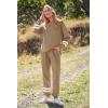 imagePRETTYGARDEN Womens Tie Dye Two Piece Pajamas Set Casual Long Sleeve Sweatshirt with Long Pants LoungewearStriped Khaki