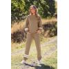 imagePRETTYGARDEN Womens Tie Dye Two Piece Pajamas Set Casual Long Sleeve Sweatshirt with Long Pants LoungewearStriped Khaki