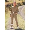 imagePRETTYGARDEN Womens Tie Dye Two Piece Pajamas Set Casual Long Sleeve Sweatshirt with Long Pants LoungewearStriped Khaki
