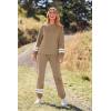 imagePRETTYGARDEN Womens Tie Dye Two Piece Pajamas Set Casual Long Sleeve Sweatshirt with Long Pants LoungewearStriped Khaki