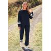 imagePRETTYGARDEN Womens Tie Dye Two Piece Pajamas Set Casual Long Sleeve Sweatshirt with Long Pants LoungewearStriped Navy