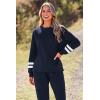 imagePRETTYGARDEN Womens Tie Dye Two Piece Pajamas Set Casual Long Sleeve Sweatshirt with Long Pants LoungewearStriped Navy