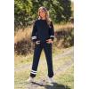 imagePRETTYGARDEN Womens Tie Dye Two Piece Pajamas Set Casual Long Sleeve Sweatshirt with Long Pants LoungewearStriped Navy