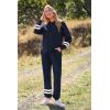 imagePRETTYGARDEN Womens Tie Dye Two Piece Pajamas Set Casual Long Sleeve Sweatshirt with Long Pants LoungewearStriped Navy