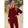 imagePRETTYGARDEN Womens Tie Dye Two Piece Pajamas Set Casual Long Sleeve Sweatshirt with Long Pants LoungewearStriped Wine Red