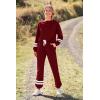 imagePRETTYGARDEN Womens Tie Dye Two Piece Pajamas Set Casual Long Sleeve Sweatshirt with Long Pants LoungewearStriped Wine Red