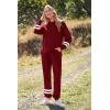 imagePRETTYGARDEN Womens Tie Dye Two Piece Pajamas Set Casual Long Sleeve Sweatshirt with Long Pants LoungewearStriped Wine Red