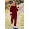 imagePRETTYGARDEN Womens Tie Dye Two Piece Pajamas Set Casual Long Sleeve Sweatshirt with Long Pants LoungewearStriped Wine Red