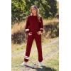 imagePRETTYGARDEN Womens Tie Dye Two Piece Pajamas Set Casual Long Sleeve Sweatshirt with Long Pants LoungewearStriped Wine Red