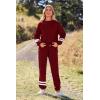 imagePRETTYGARDEN Womens Tie Dye Two Piece Pajamas Set Casual Long Sleeve Sweatshirt with Long Pants LoungewearStriped Wine Red