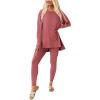 imagePRETTYGARDEN Womens 2 Piece Outfits Casual Long Sleeve Tunic Tops Legging Pants Matching Lounge Sets SweatsuitsDusty Pink