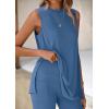 imagePRETTYGARDEN 2 Piece Sets for Women 2025 Summer Matching Lounge Shorts Set Resort Airport Travel Loungewear Outfits ClothingBlue