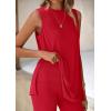 imagePRETTYGARDEN 2 Piece Sets for Women 2025 Summer Matching Lounge Shorts Set Resort Airport Travel Loungewear Outfits ClothingRed