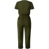 imagePRETTYGARDEN Jumpsuits for Women 2025 Spring Summer Casual Dressy Short Sleeve Romper Airport Vacation Travel OutfitsArmy Green
