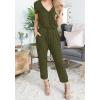 imagePRETTYGARDEN Jumpsuits for Women 2025 Spring Summer Casual Dressy Short Sleeve Romper Airport Vacation Travel OutfitsArmy Green
