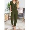 imagePRETTYGARDEN Jumpsuits for Women 2025 Spring Summer Casual Dressy Short Sleeve Romper Airport Vacation Travel OutfitsArmy Green