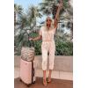 imagePRETTYGARDEN Jumpsuits for Women 2025 Spring Summer Casual Dressy Short Sleeve Romper Airport Vacation Travel OutfitsBeige