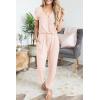 imagePRETTYGARDEN Jumpsuits for Women 2025 Spring Summer Casual Dressy Short Sleeve Romper Airport Vacation Travel OutfitsBeige