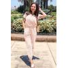 imagePRETTYGARDEN Jumpsuits for Women 2025 Spring Summer Casual Dressy Short Sleeve Romper Airport Vacation Travel OutfitsBeige