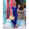 imagePRETTYGARDEN Jumpsuits for Women 2025 Spring Summer Casual Dressy Short Sleeve Romper Airport Vacation Travel OutfitsBlue