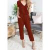 imagePRETTYGARDEN Jumpsuits for Women 2025 Spring Summer Casual Dressy Short Sleeve Romper Airport Vacation Travel OutfitsBrick Red