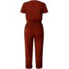 imagePRETTYGARDEN Jumpsuits for Women 2025 Spring Summer Casual Dressy Short Sleeve Romper Airport Vacation Travel OutfitsBrick Red