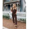 imagePRETTYGARDEN Jumpsuits for Women 2025 Spring Summer Casual Dressy Short Sleeve Romper Airport Vacation Travel OutfitsCoffee
