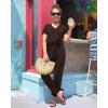 imagePRETTYGARDEN Jumpsuits for Women 2025 Spring Summer Casual Dressy Short Sleeve Romper Airport Vacation Travel OutfitsCoffee