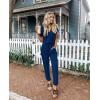 imagePRETTYGARDEN Jumpsuits for Women 2025 Spring Summer Casual Dressy Short Sleeve Romper Airport Vacation Travel OutfitsDark Blue