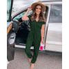 imagePRETTYGARDEN Jumpsuits for Women 2025 Spring Summer Casual Dressy Short Sleeve Romper Airport Vacation Travel OutfitsDark Green