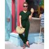 imagePRETTYGARDEN Jumpsuits for Women 2025 Spring Summer Casual Dressy Short Sleeve Romper Airport Vacation Travel OutfitsDark Green