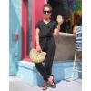 imagePRETTYGARDEN Jumpsuits for Women 2025 Spring Summer Casual Dressy Short Sleeve Romper Airport Vacation Travel OutfitsDark Grey
