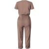 imagePRETTYGARDEN Jumpsuits for Women 2025 Spring Summer Casual Dressy Short Sleeve Romper Airport Vacation Travel OutfitsDark Khaki