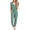 imagePRETTYGARDEN Jumpsuits for Women 2025 Spring Summer Casual Dressy Short Sleeve Romper Airport Vacation Travel OutfitsFruit Green