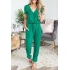 imagePRETTYGARDEN Jumpsuits for Women 2025 Spring Summer Casual Dressy Short Sleeve Romper Airport Vacation Travel OutfitsGreen