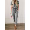 imagePRETTYGARDEN Jumpsuits for Women 2025 Spring Summer Casual Dressy Short Sleeve Romper Airport Vacation Travel OutfitsGrey
