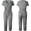 imagePRETTYGARDEN Jumpsuits for Women 2025 Spring Summer Casual Dressy Short Sleeve Romper Airport Vacation Travel OutfitsGrey