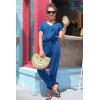 imagePRETTYGARDEN Jumpsuits for Women 2025 Spring Summer Casual Dressy Short Sleeve Romper Airport Vacation Travel OutfitsGrey Blue
