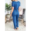 imagePRETTYGARDEN Jumpsuits for Women 2025 Spring Summer Casual Dressy Short Sleeve Romper Airport Vacation Travel OutfitsGrey Blue