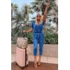 imagePRETTYGARDEN Jumpsuits for Women 2025 Spring Summer Casual Dressy Short Sleeve Romper Airport Vacation Travel OutfitsGrey Blue