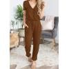 imagePRETTYGARDEN Jumpsuits for Women 2025 Spring Summer Casual Dressy Short Sleeve Romper Airport Vacation Travel OutfitsLight Brown