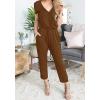 imagePRETTYGARDEN Jumpsuits for Women 2025 Spring Summer Casual Dressy Short Sleeve Romper Airport Vacation Travel OutfitsLight Brown