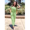 imagePRETTYGARDEN Jumpsuits for Women 2025 Spring Summer Casual Dressy Short Sleeve Romper Airport Vacation Travel OutfitsLight Green