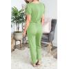 imagePRETTYGARDEN Jumpsuits for Women 2025 Spring Summer Casual Dressy Short Sleeve Romper Airport Vacation Travel OutfitsLight Green