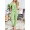 imagePRETTYGARDEN Jumpsuits for Women 2025 Spring Summer Casual Dressy Short Sleeve Romper Airport Vacation Travel OutfitsLight Green
