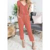 imagePRETTYGARDEN Jumpsuits for Women 2025 Spring Summer Casual Dressy Short Sleeve Romper Airport Vacation Travel OutfitsLight Pink