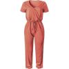 imagePRETTYGARDEN Jumpsuits for Women 2025 Spring Summer Casual Dressy Short Sleeve Romper Airport Vacation Travel OutfitsLight Pink