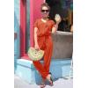 imagePRETTYGARDEN Jumpsuits for Women 2025 Spring Summer Casual Dressy Short Sleeve Romper Airport Vacation Travel OutfitsOrange Red
