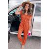 imagePRETTYGARDEN Jumpsuits for Women 2025 Spring Summer Casual Dressy Short Sleeve Romper Airport Vacation Travel OutfitsOrange Red